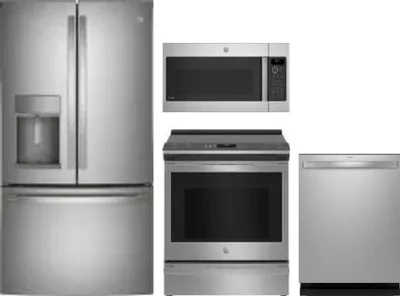 4 Piece Package Includes Refrigerator, Range, Microwave And Dishwasher